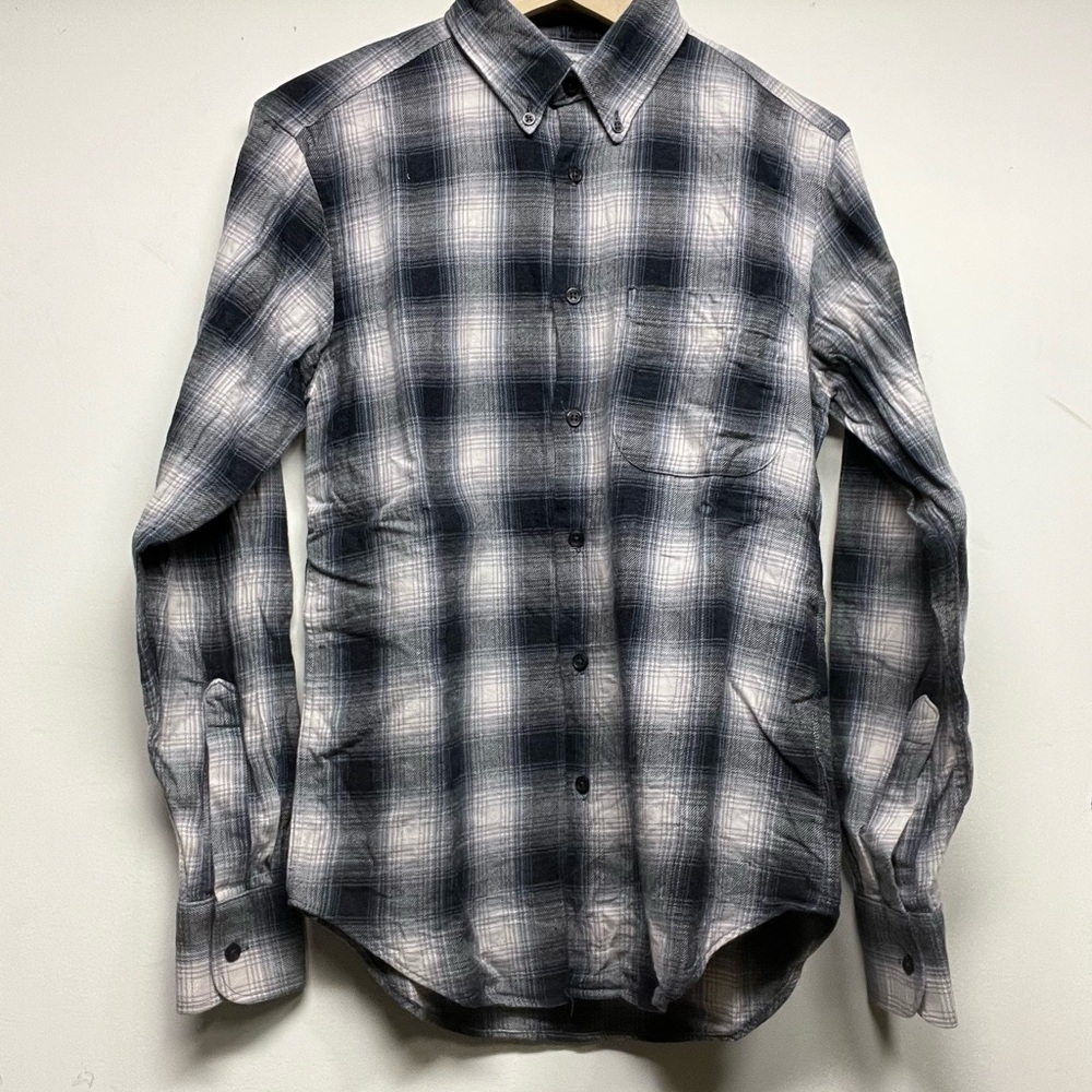 Naked and Famous Men's Black and Gray Plaid Shirt